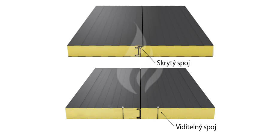 Rozdil medzi viditelnym a skrytim spojem na sendvicovem panelu